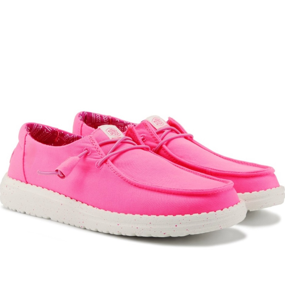 Hey Dude Women's Moccasins in Pink and White